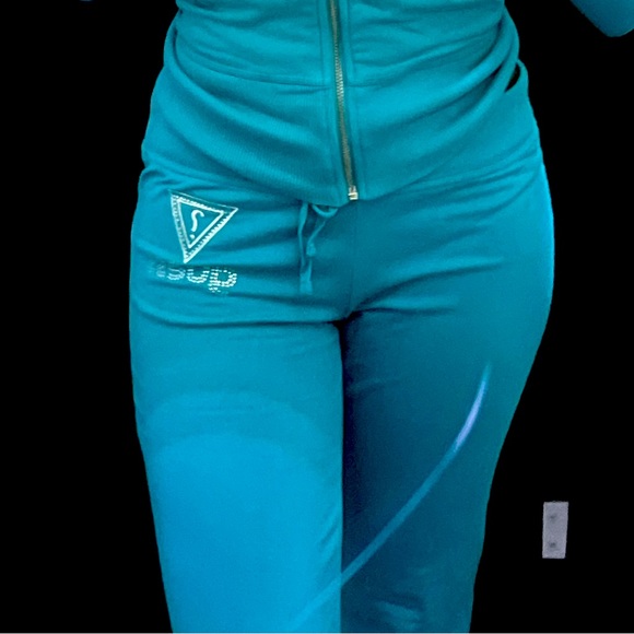 Teal Guess Flared Joggers - Picture 2 of 10